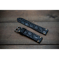 ALLIGATOR WATCH STRAP BLACK MATTE, HANDMADE