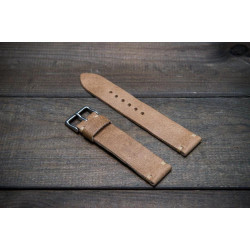 CAMEL LEATHER WATCH STRAP, ANTIQUE BEIGE, HANDMADE